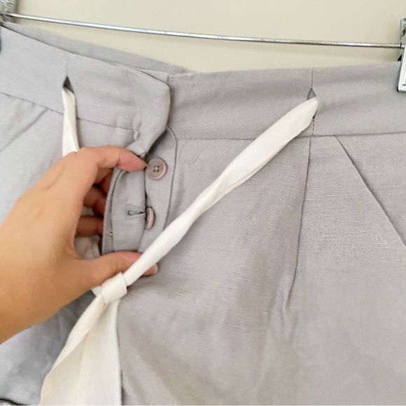 WILFRED Ashen Tie Front Linen Shorts - Picture 3 of 8